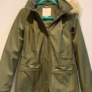Kate Spade Woven Faux Fur Trimmed Hooded Parka NWT